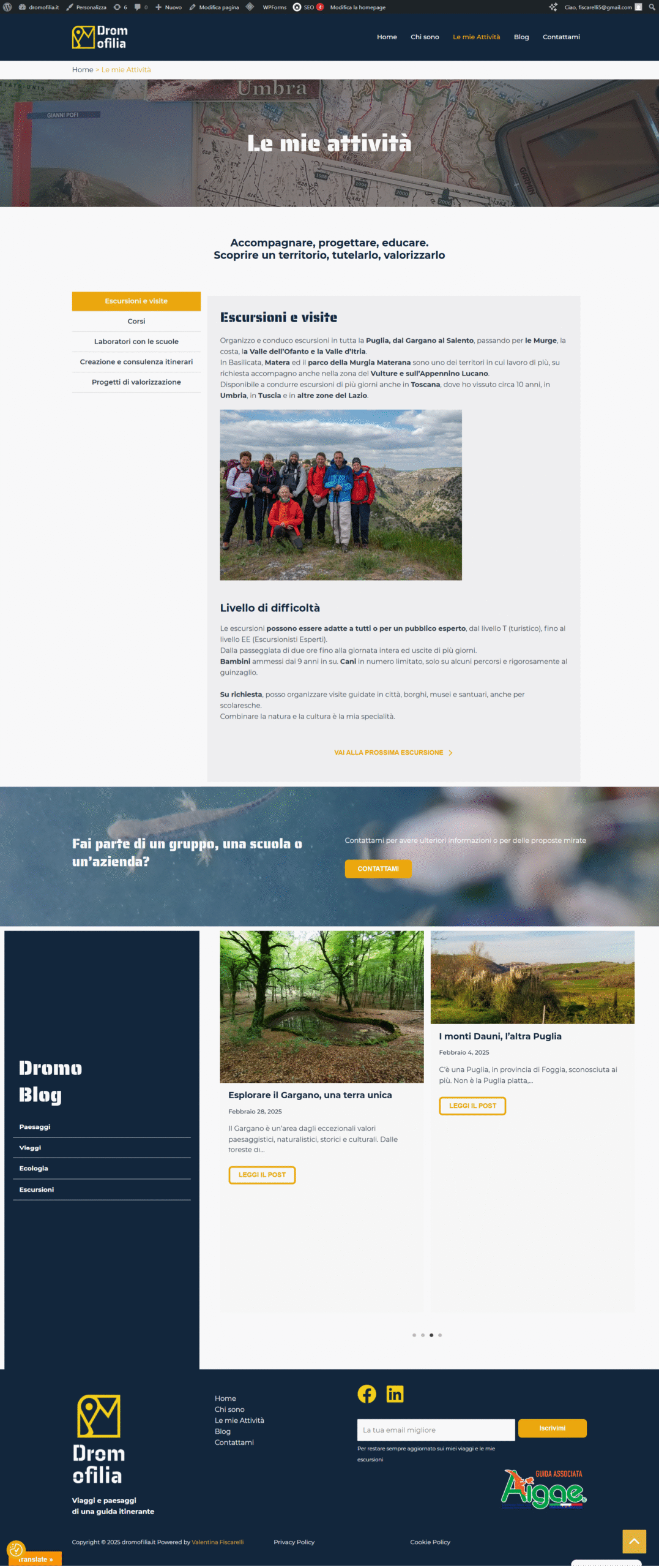 Pagina dei servizi del sito Dromofilia.