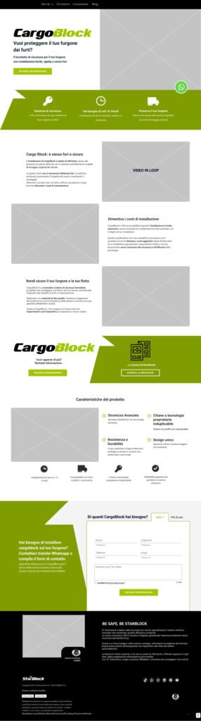Wireframe mid-fi landing Page di Prodotto per CargoBlock by Valentina Fiscarelli