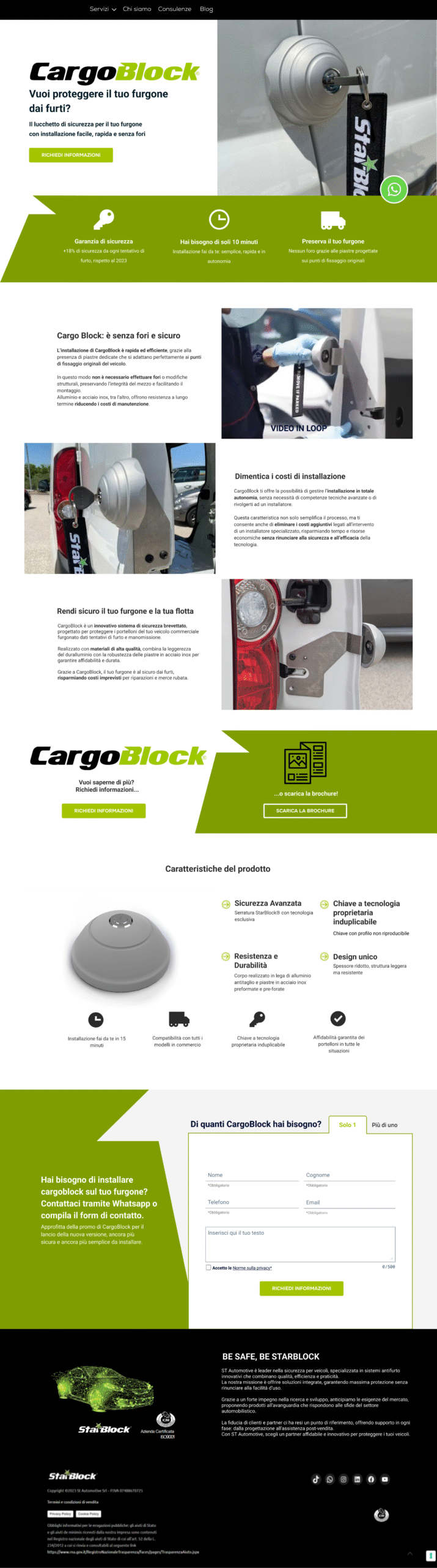 Wireframe alta fedeltà della landing page di CargoBlock by Valentina Fiscarelli