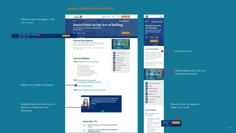 Nuova interfaccia per il sito web Acume Academy